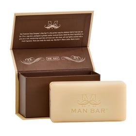 San Francisco Soap Company man bar close-up texture highlighting creamy lather potential benefit