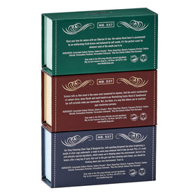 San Francisco Soap Company three bars arranged to highlight scent variety and everyday use