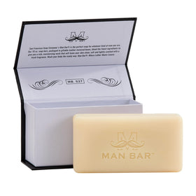 San Francisco Soap Company Midnight Amber bar close-up highlighting rich color and lather