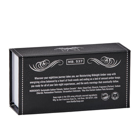 San Francisco Soap Company textured leather box close-up emphasizing premium packaging and unboxing appeal