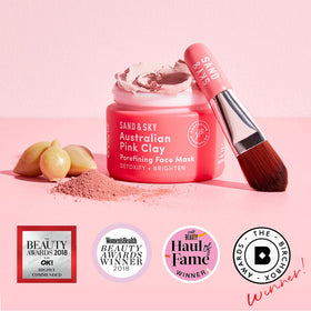 Sand & Sky open jar displaying creamy Australian Pink Clay texture
