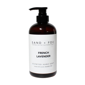 Sand + Fog front packaging showing 20 oz bottle and elegant lavender label for attractive display