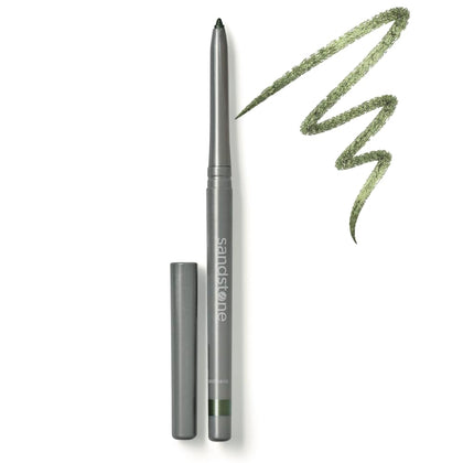 Sandstone Scandinavia pencil front view showing green metallic color and slim design benefit: clear identification
