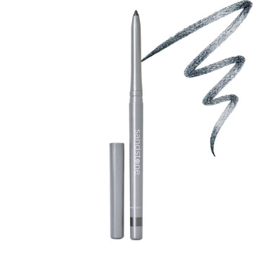 Sandstone Scandinavia eyeliner pencil front view showing sleek grey barrel and cap, easy identification