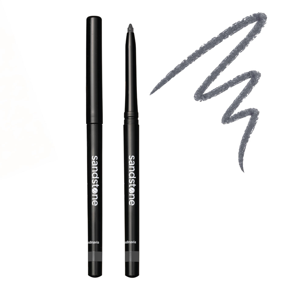 Sandstone Scandinavia eyeliner pencil front packaging showing product benefits