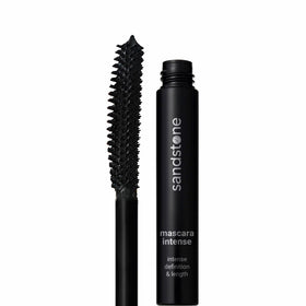 Sandstone Scandinavia mascara front packaging showing sleek tube and branding benefit gentle formula