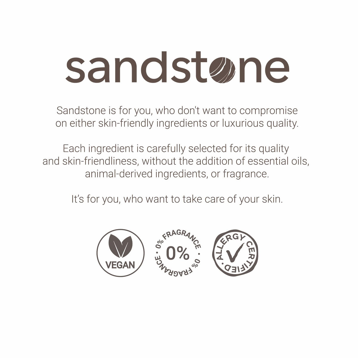 Sandstone Scandinavia lifestyle bathroom vanity shot conveying everyday wearability and clean beauty benefit