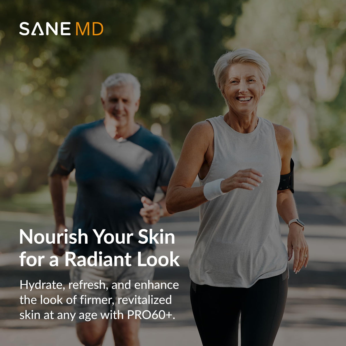 SANE MD PRO60+ ingredients hero flatlay emphasizing active brighteners