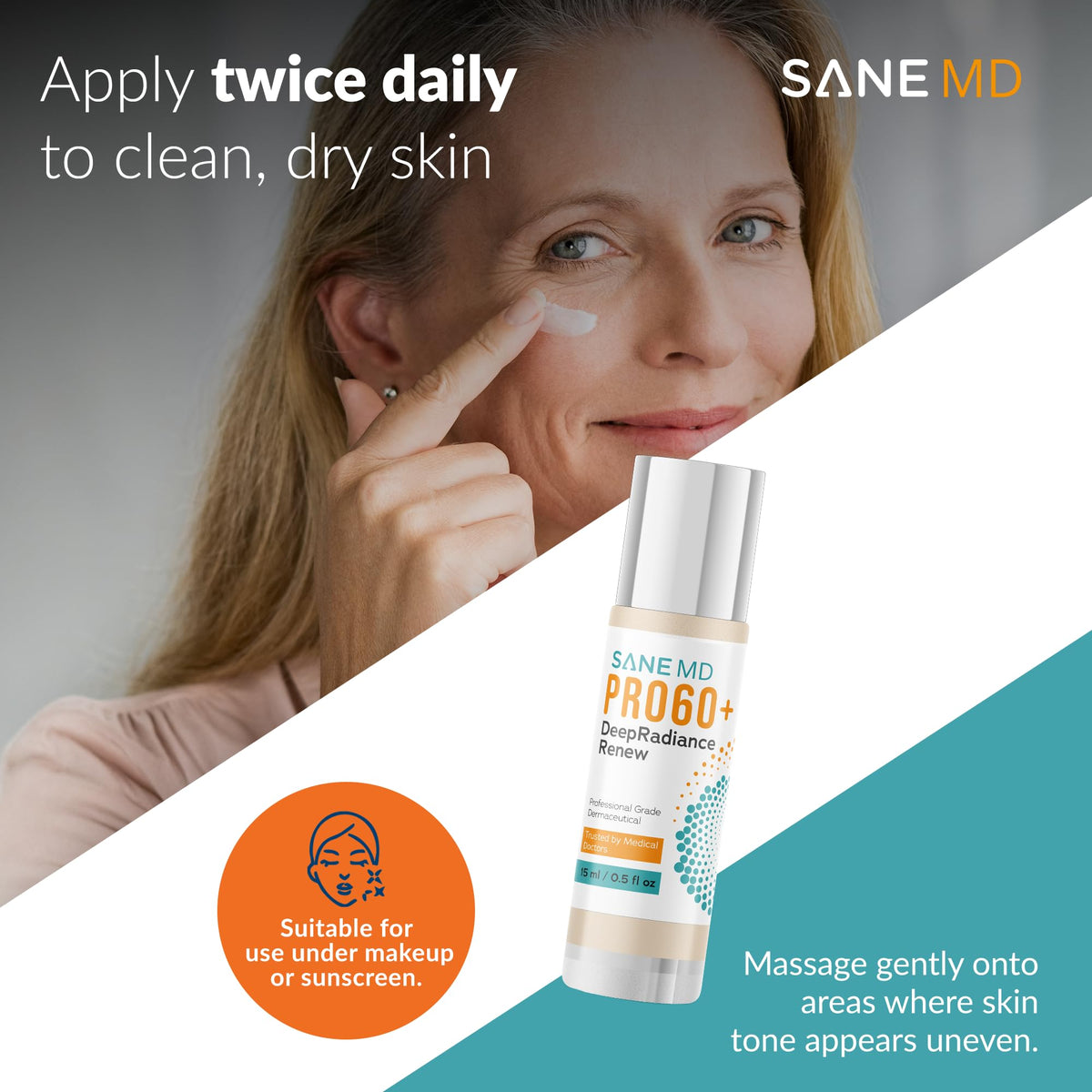 SANE MD PRO60+ on bathroom vanity in lifestyle scene for daily routine