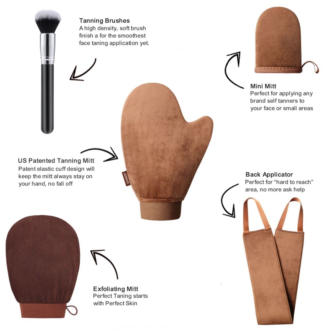 Sanfery velvet tanning mitt close-up for smooth even product spread