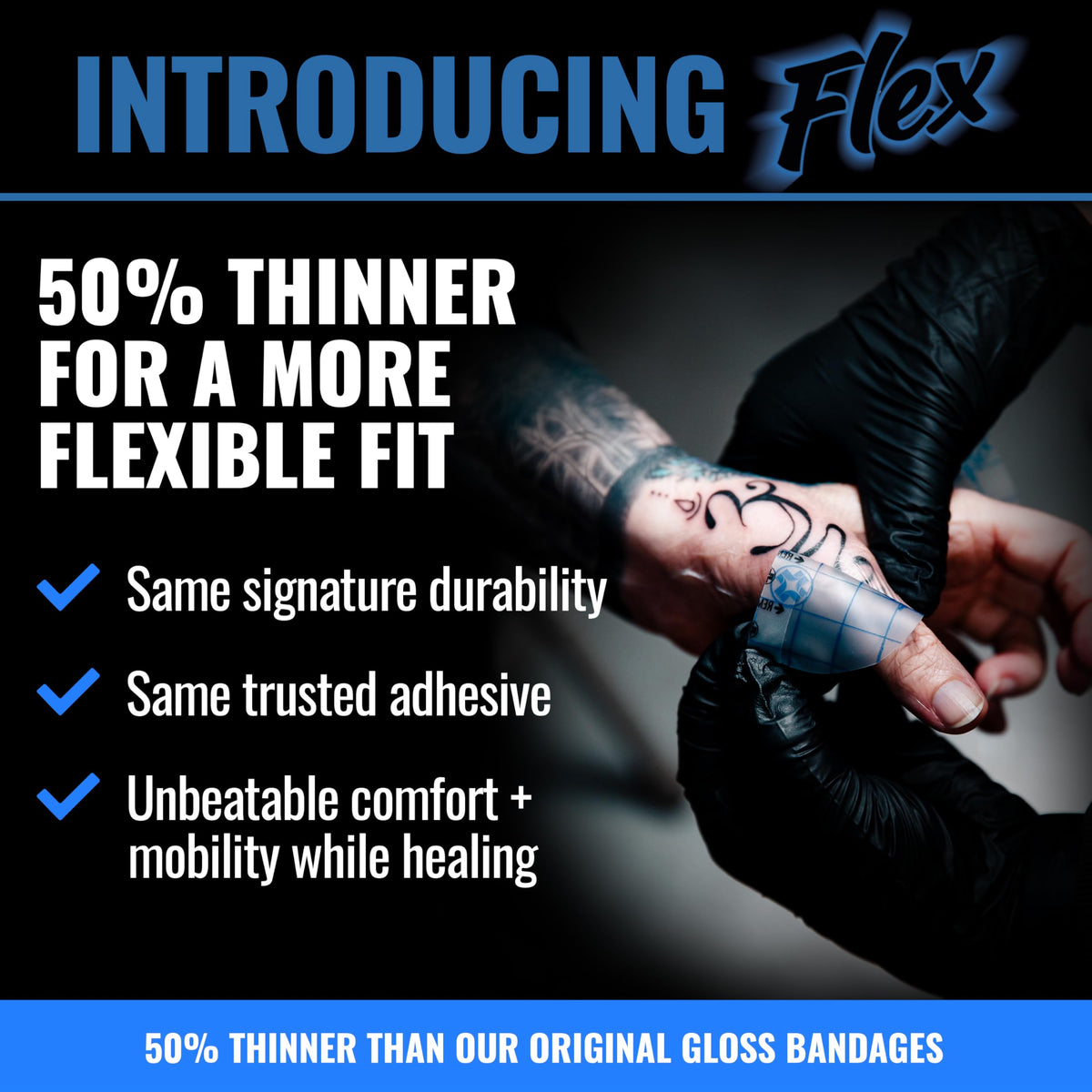 Close-up of Saniderm Flex film texture highlighting thin flexible material benefit
