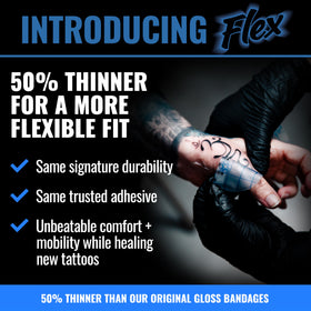 Close-up matte texture of Saniderm flex showing low-glare comfort