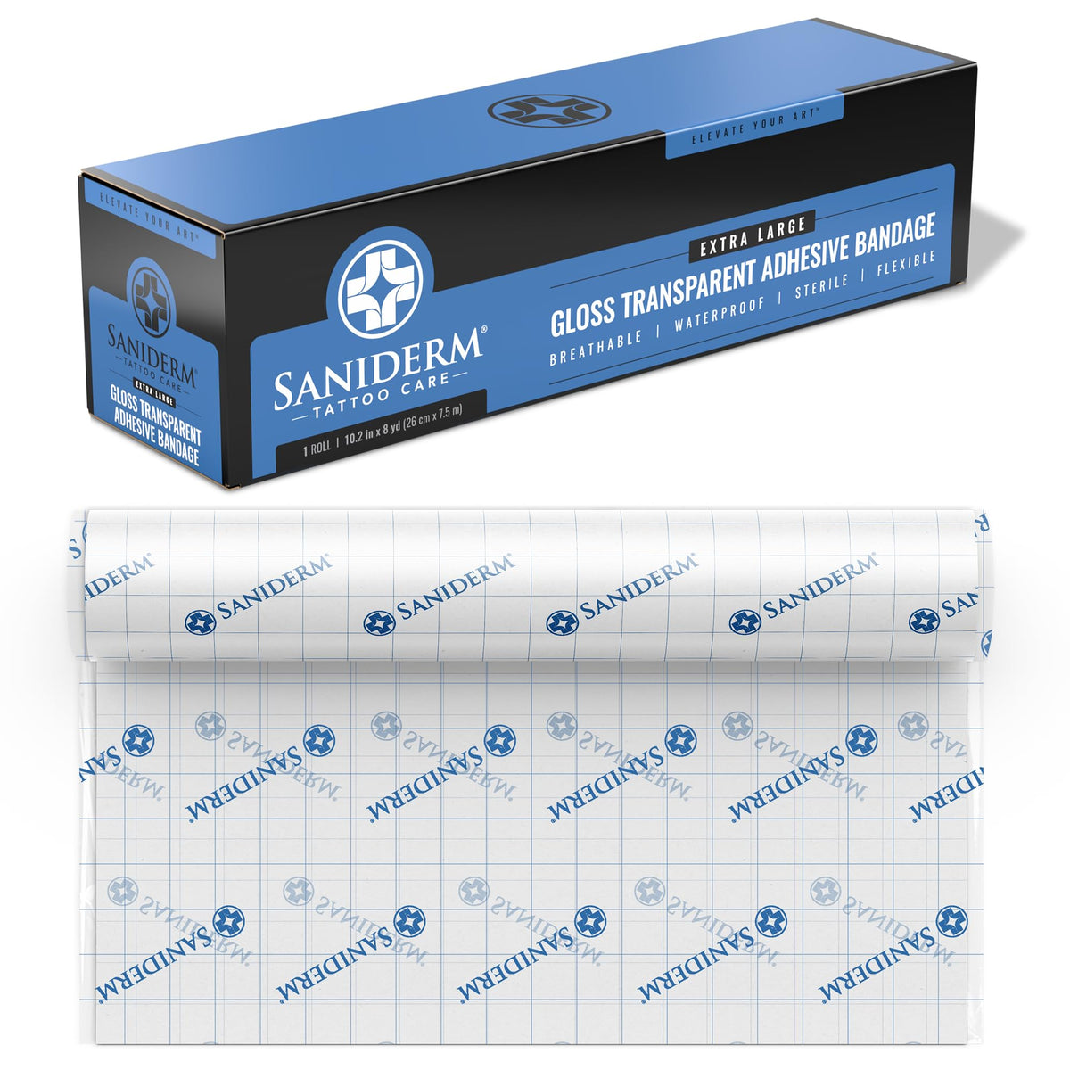 Saniderm front packaging showing product and size for reliable protection