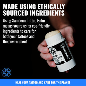 Saniderm ingredient label close-up showing natural beeswax and oils