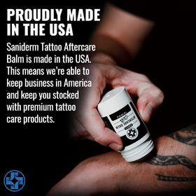 Saniderm jar on bathroom shelf lifestyle shot conveying daily care routine