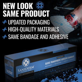 Saniderm film texture close-up highlighting smooth adhesive and hygienic surface