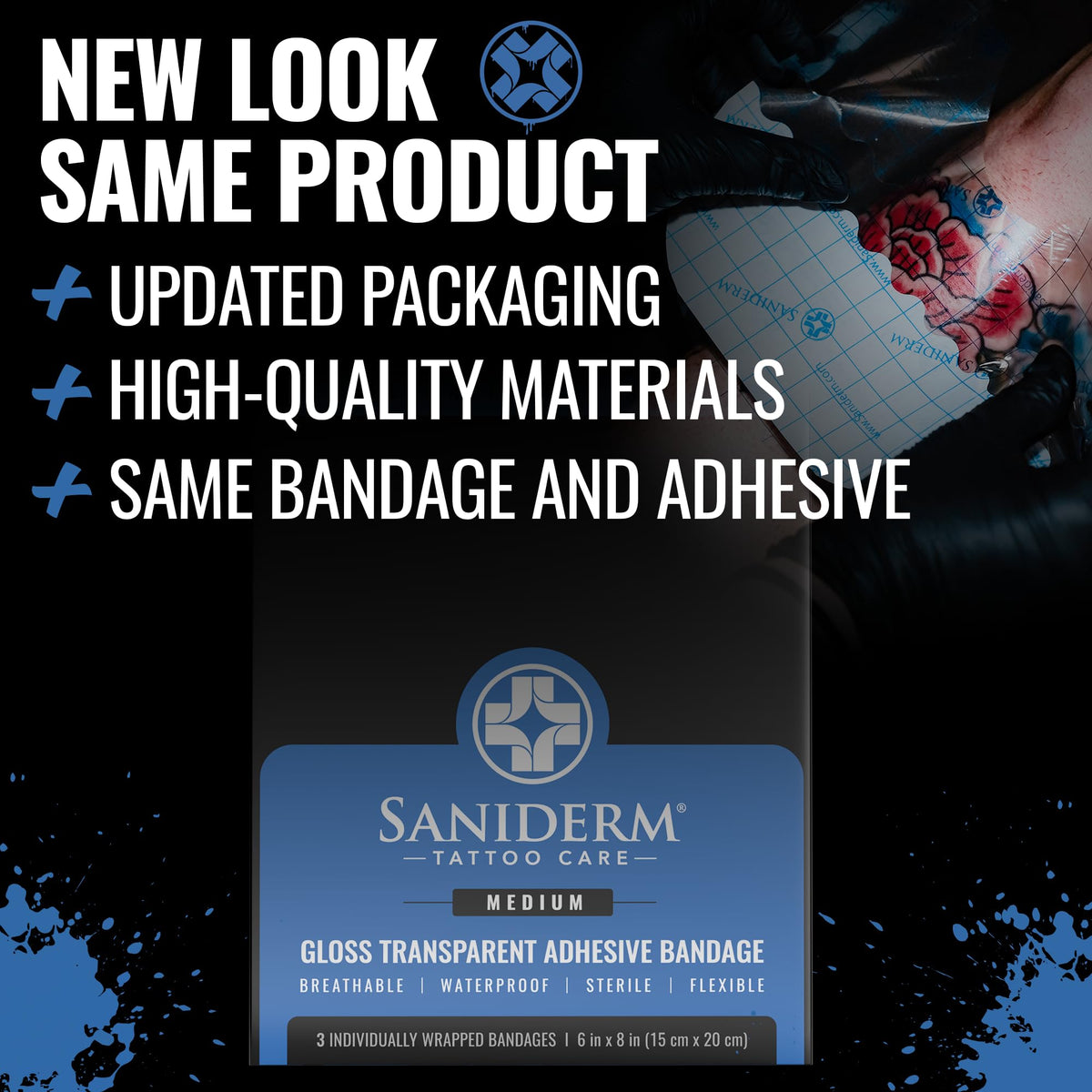Close-up of Saniderm sheet texture highlighting breathable film and protective surface