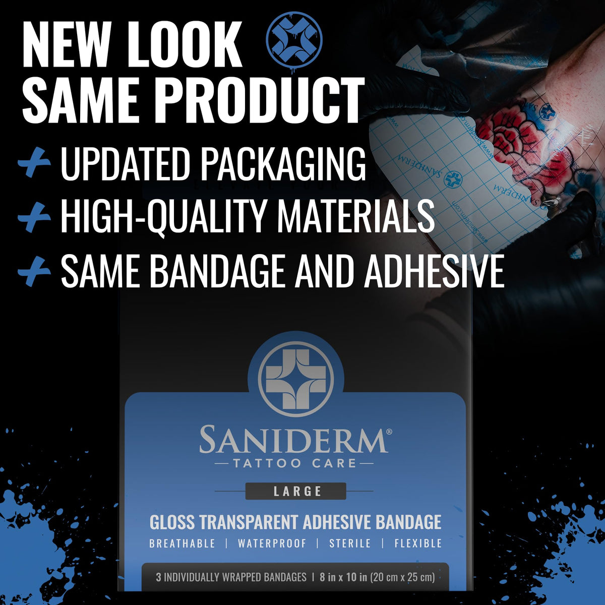 Saniderm sterile sealed pouch closeup demonstrating hygiene protection