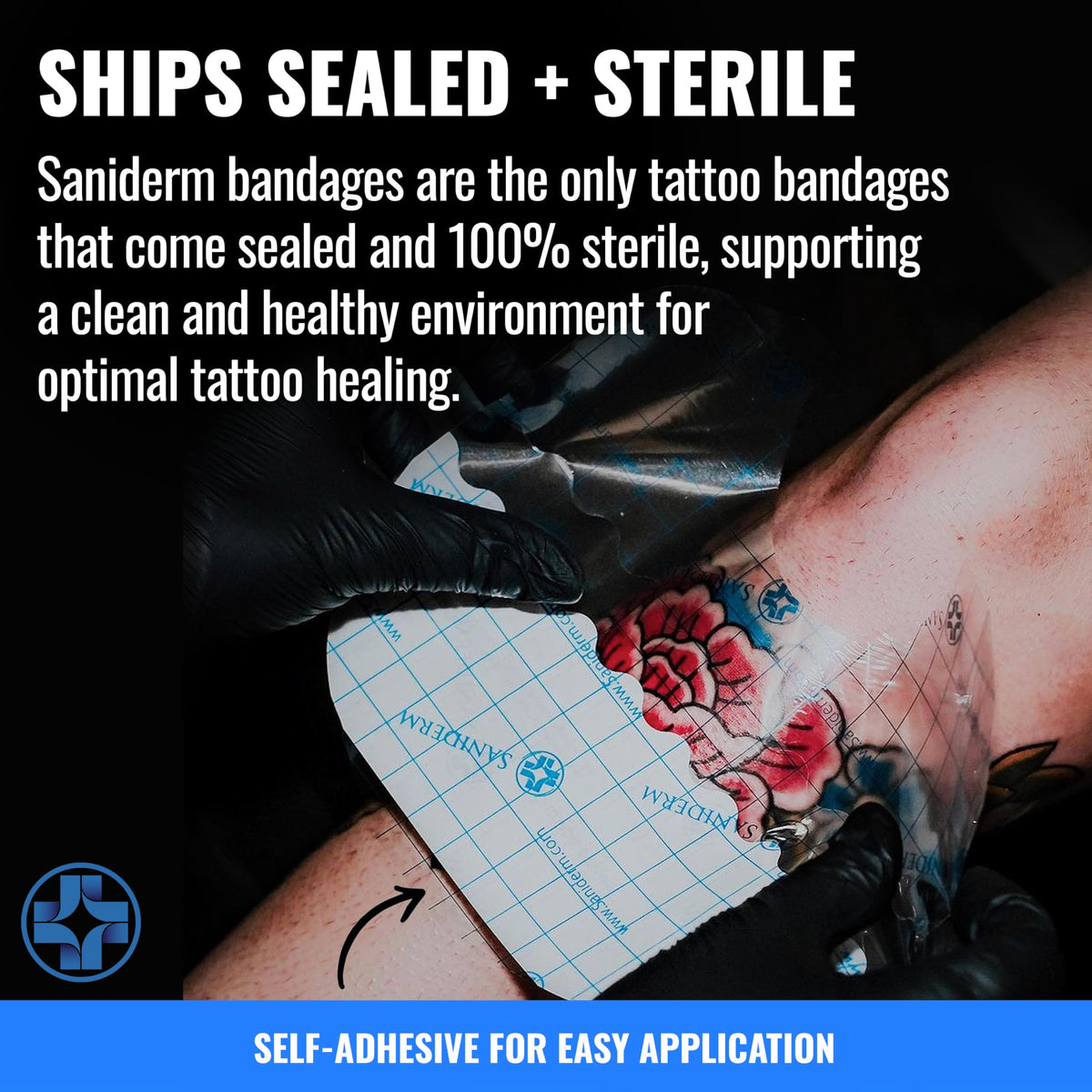 Saniderm staying intact in shower illustrating waterproof protection for tattoos