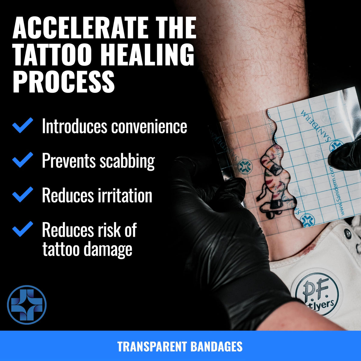 Saniderm bandage resisting water in shower for worry-free cleaning