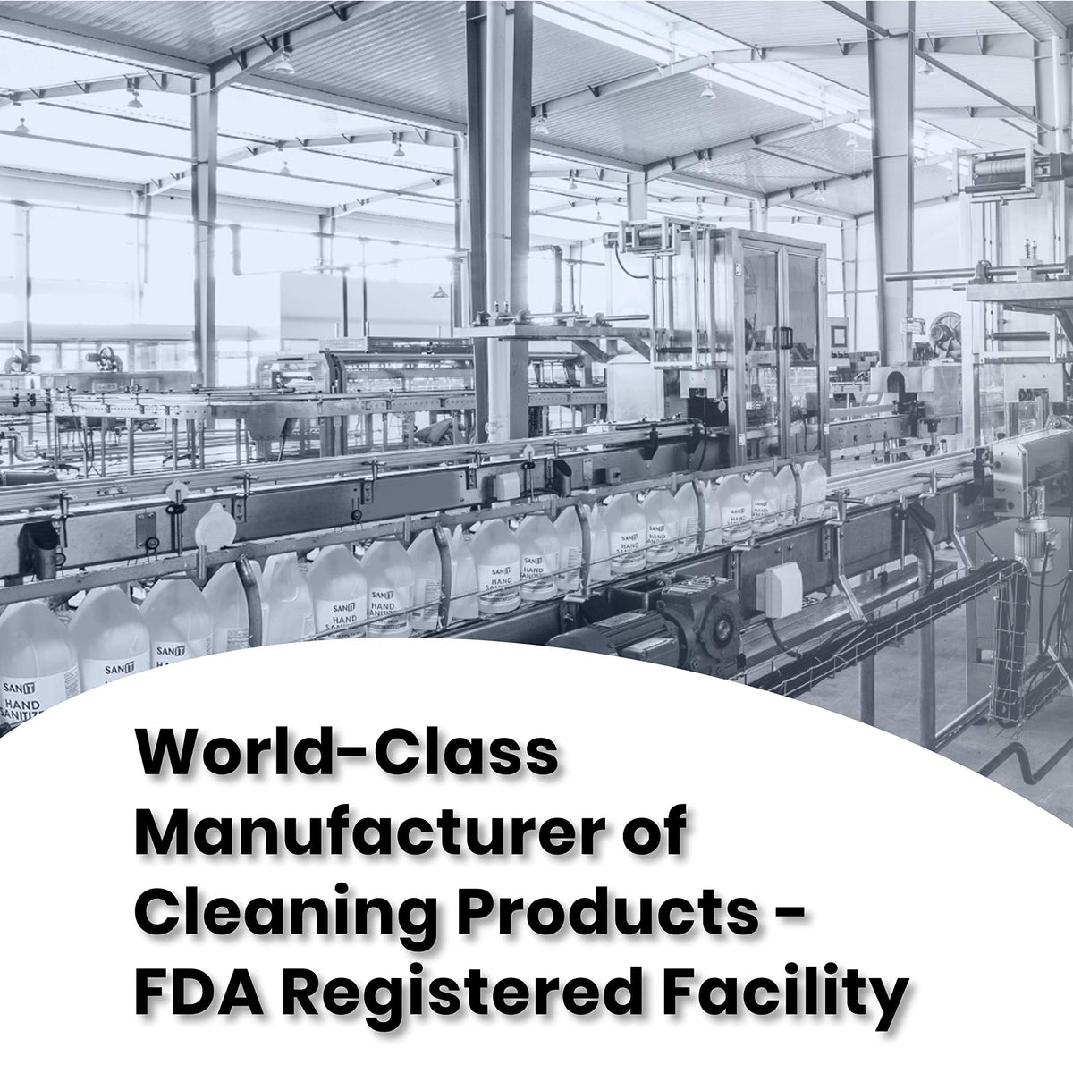 Sanit product label close-up listing safety claims and made in USA benefit
