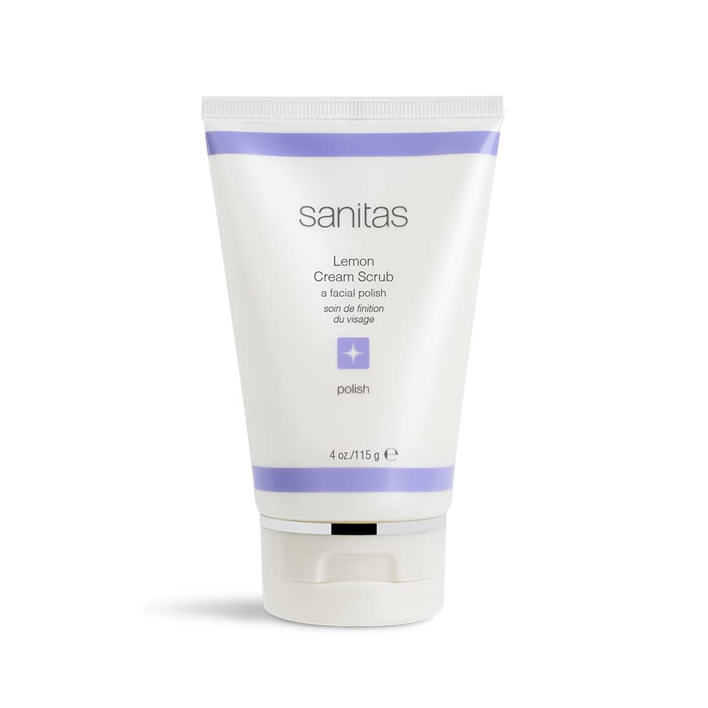 Sanitas lemon cream scrub front packaging shows clean design and product size benefit