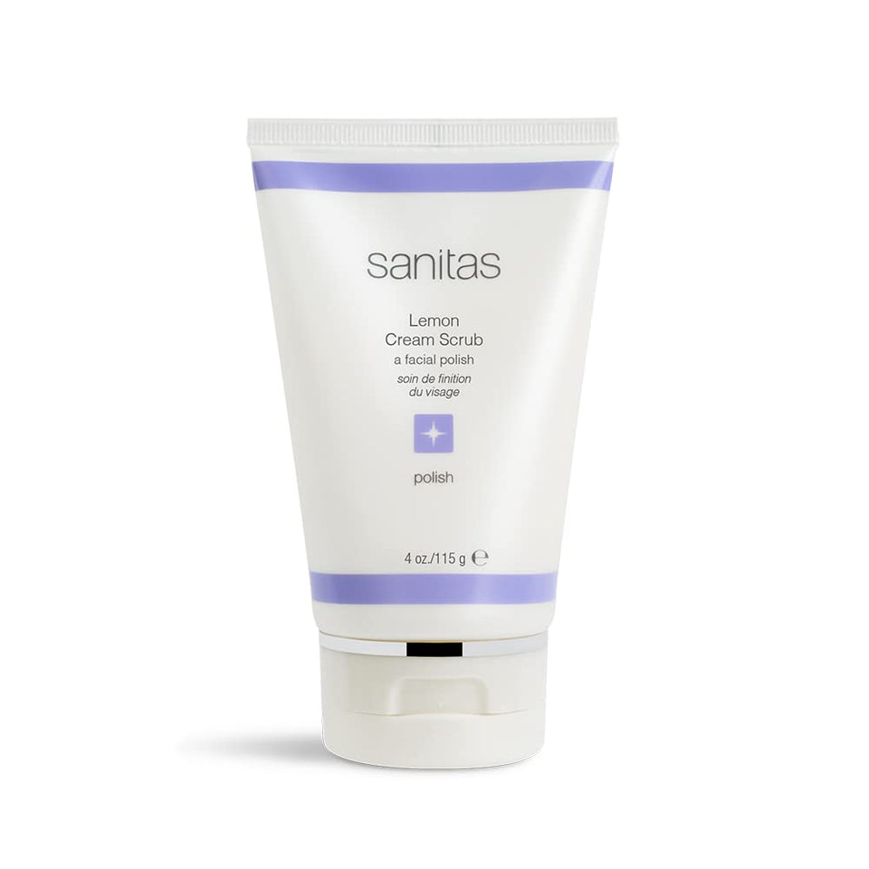 Sanitas lemon cream scrub front packaging shows clean design and product size benefit