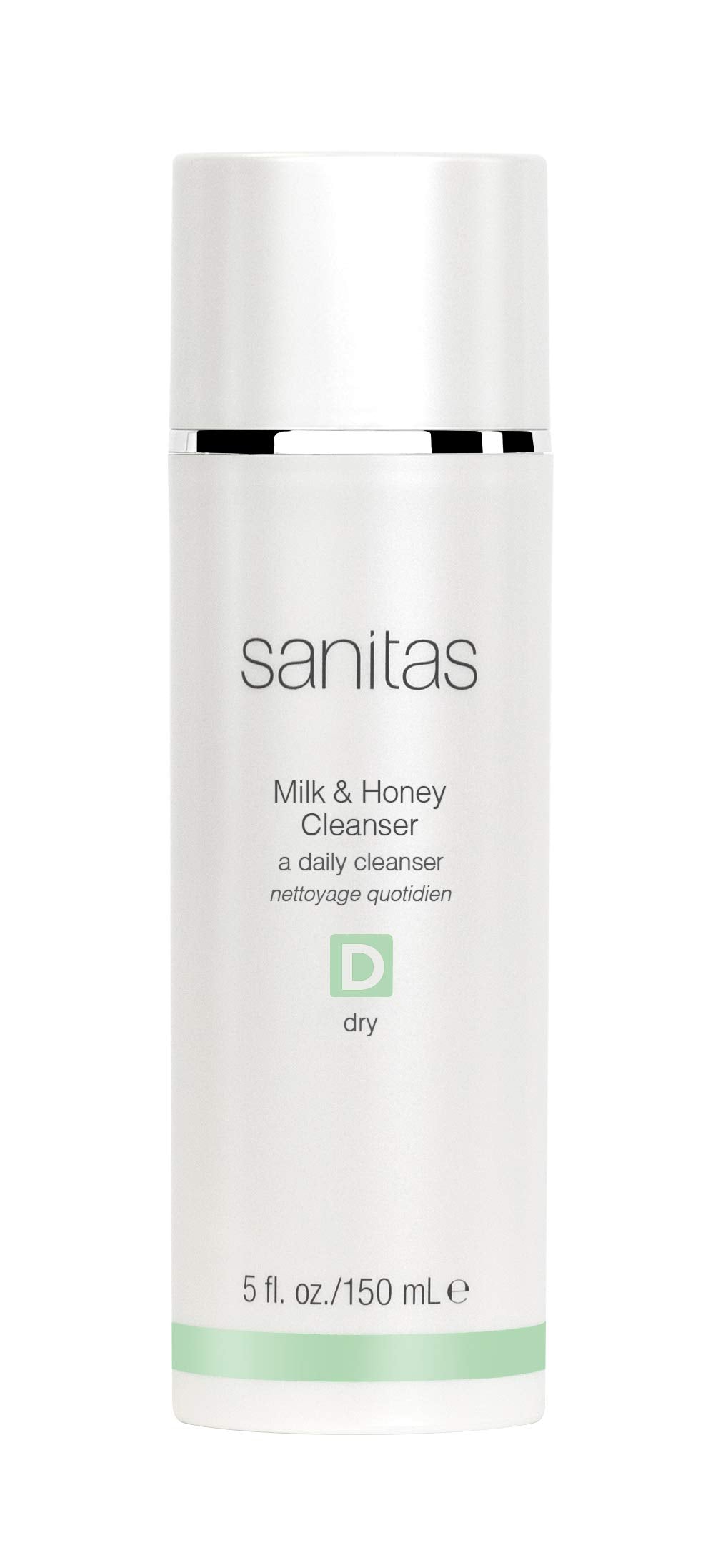 Sanitas bottle front view showing label and calming design, highlights hydration