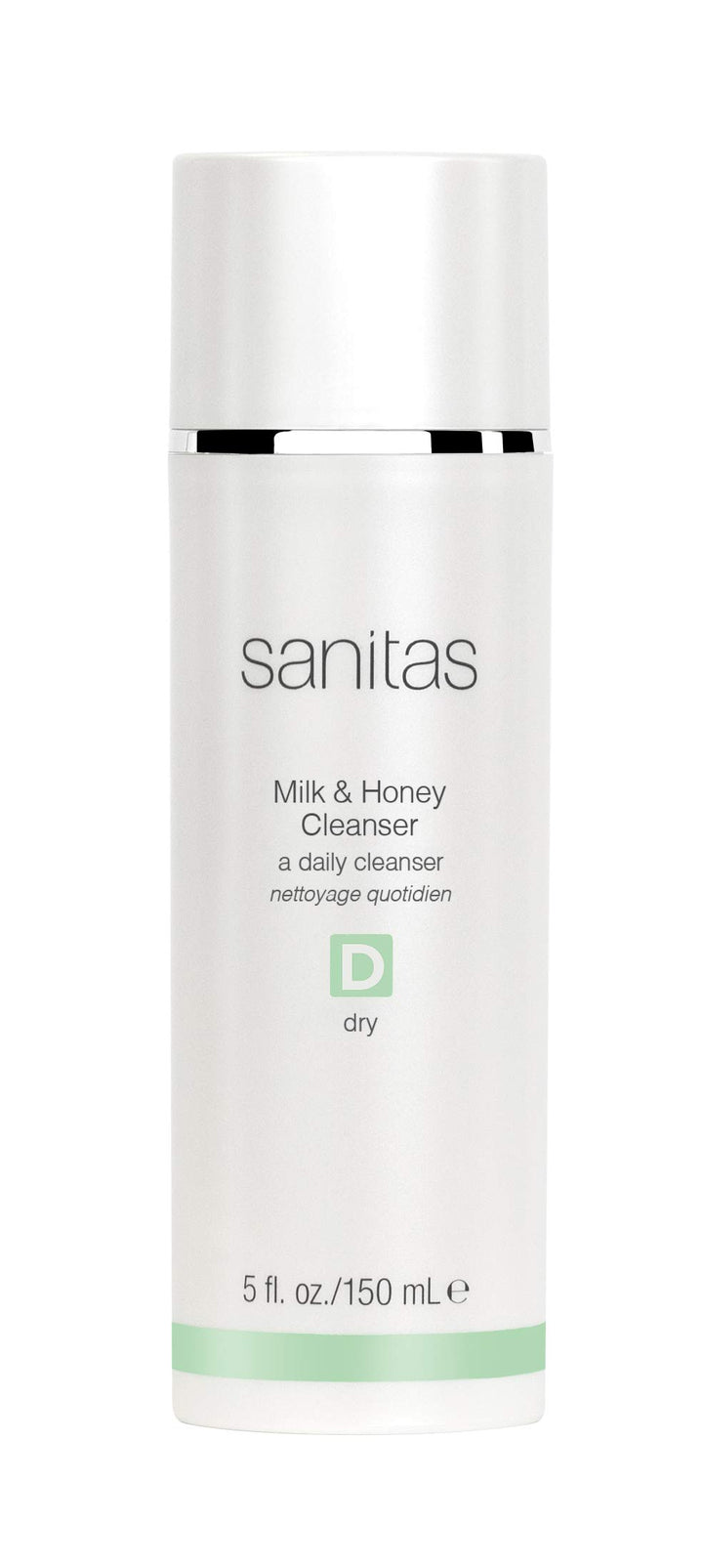 Sanitas bottle front view showing label and calming design, highlights hydration