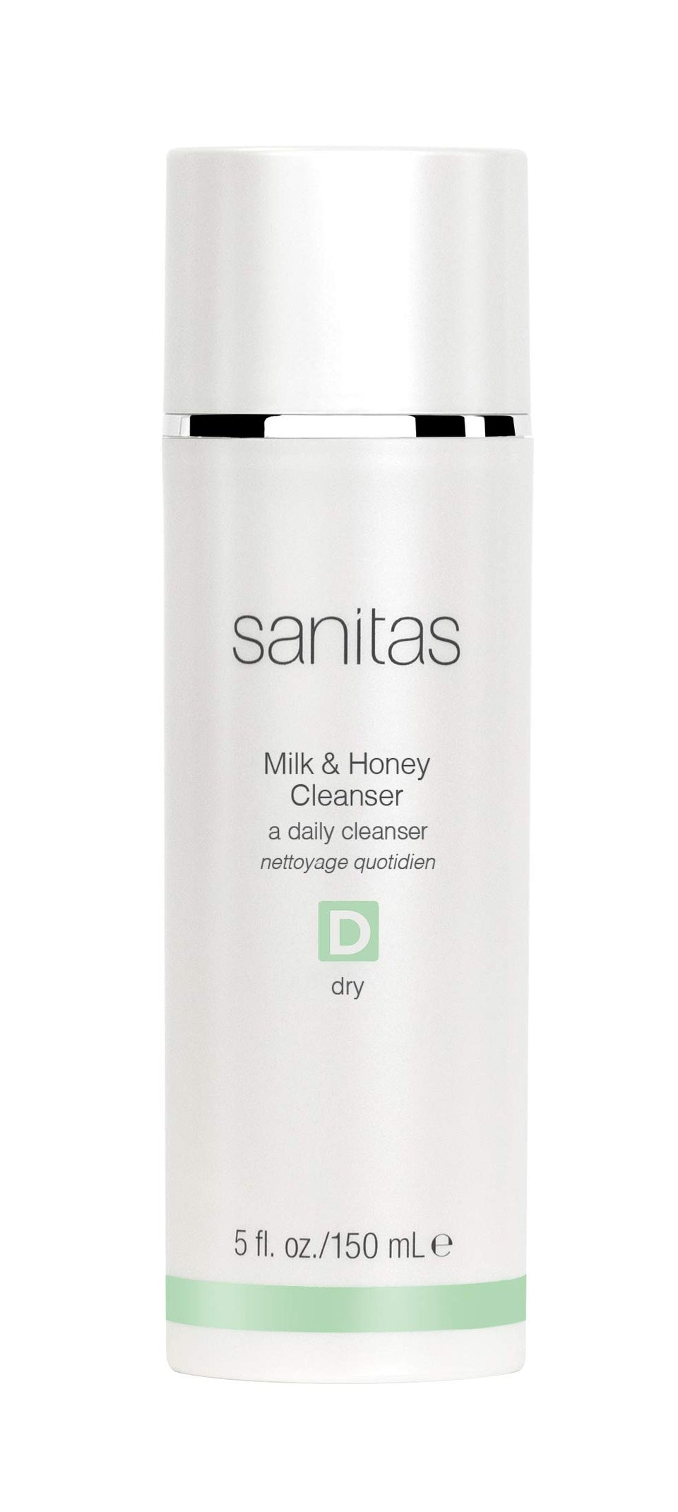Sanitas bottle front view showing label and calming design, highlights hydration