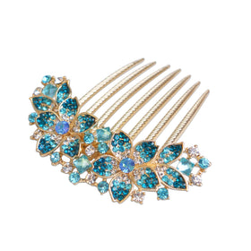 Sankuwen front view blue flower comb showing elegant floral shape and shine
