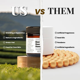Santa Cruz Paleo ingredients display of honey beeswax and grass-fed tallow