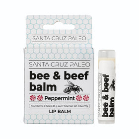 Santa Cruz Paleo ingredients label close-up listing beef tallow and beeswax, ingredient transparency