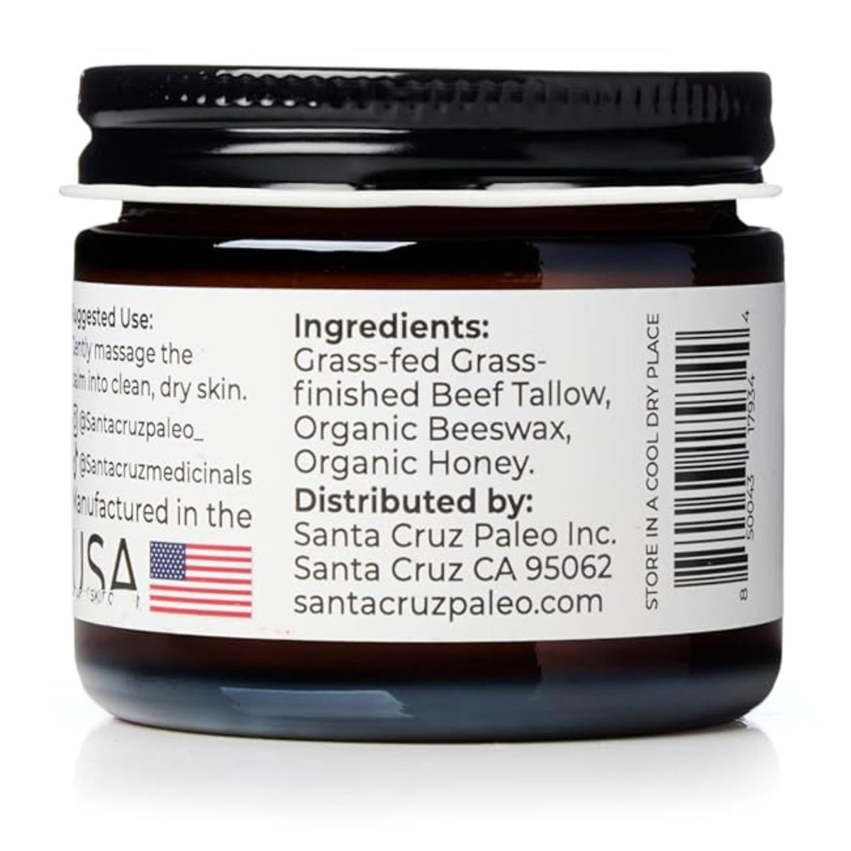 Santa Cruz Paleo label detail highlighting organic and unscented benefits