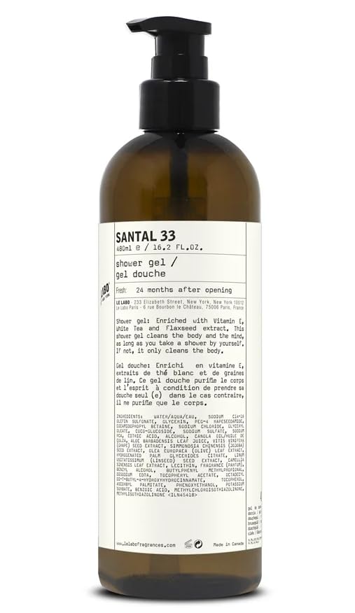Santal 33 amber pump bottle front view highlighting elegant packaging and easy dispensing