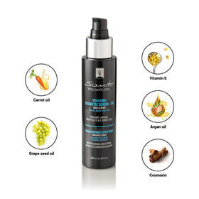 Santo Volcano applied to hair ends to seal split ends and add shine