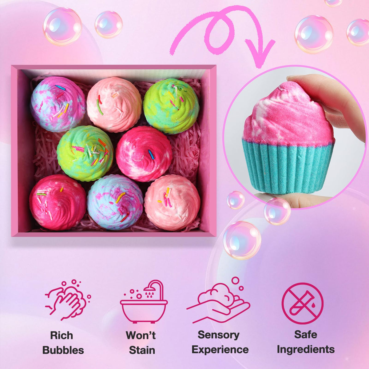 Santrela bracelet surprise revealed beside dissolved bath bomb, adds collectible fun