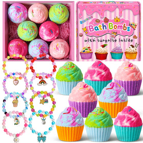 Santrela front packaging showing eight cupcake bath bombs and gift box, perfect gift