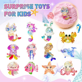 Santrela fizzy bath action with colorful water showing playful fizz and glitter benefits