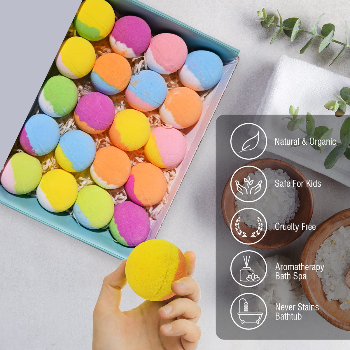 Santrela scent labels showing ten fragrances, variety for daily bath choices