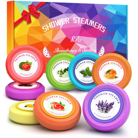 sanyi front packaging showing all eight colorful shower steamers and gift-ready design