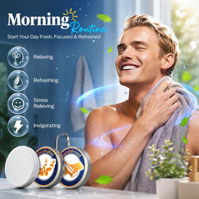sanyi sandalwood steamer placed on shower floor illustrating relaxation use