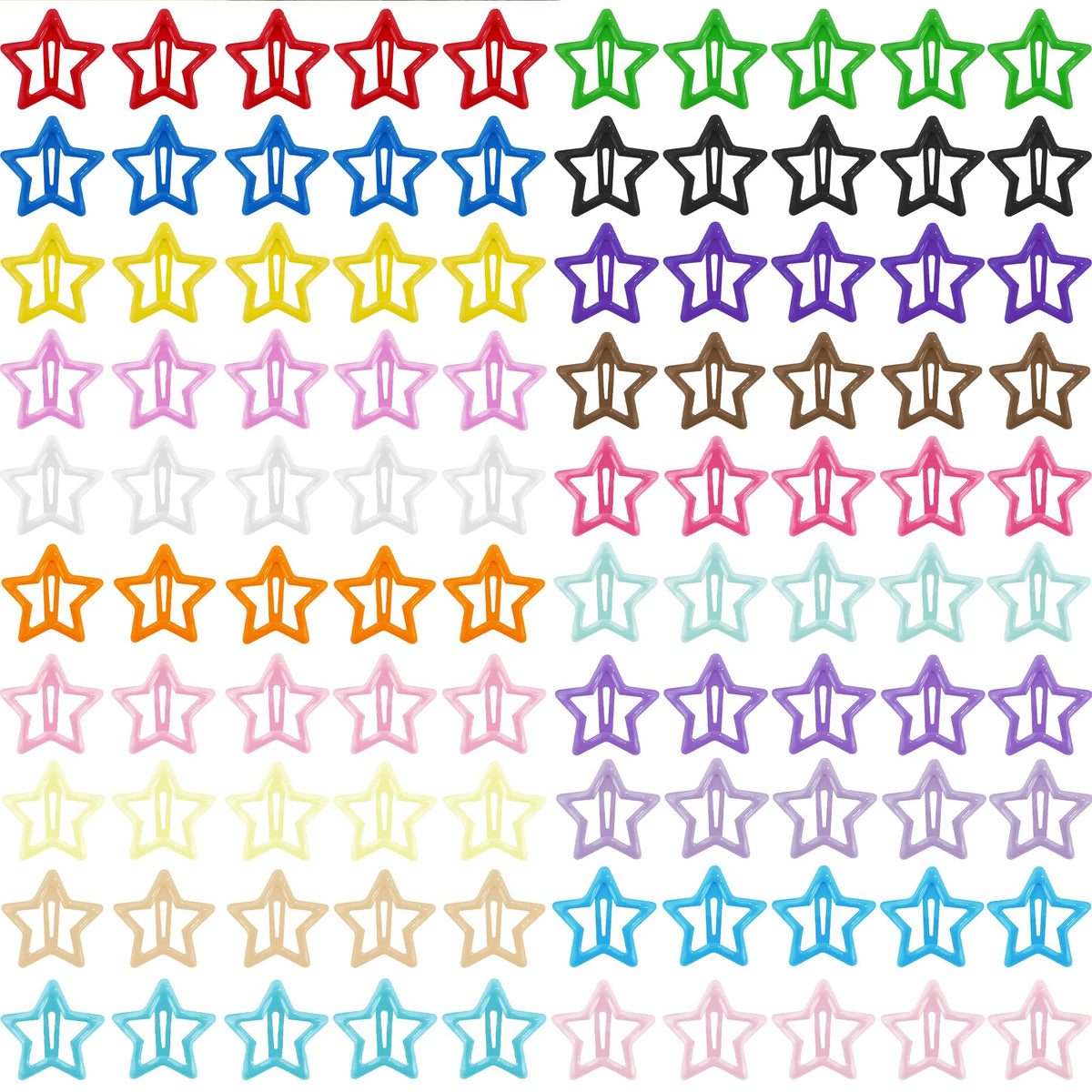 SAOROPEB star clip front pack view showing full 100-piece set and colors