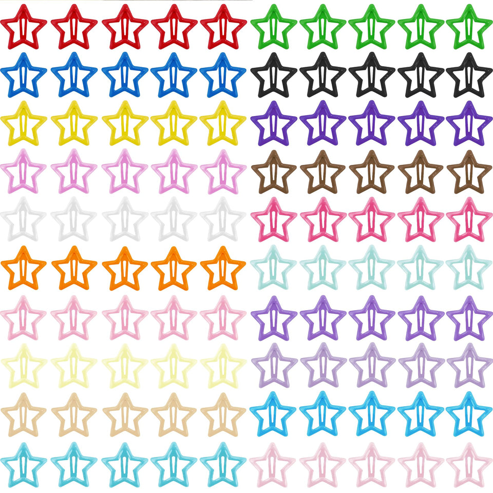SAOROPEB star clip front pack view showing full 100-piece set and colors