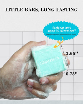 SAPHUS close-up of shampoo bar texture showing long-lasting triple-milled quality