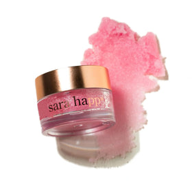 sara happ close-up of sugar-crystal texture showing exfoliant and oils benefit: gentle polish