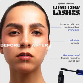 SARELLY before and after lashes comparison highlighting lengthening
