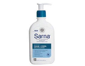 Sarna label close-up highlighting active ingredients and steroid-free benefit