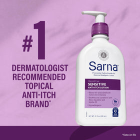 Sarna close-up of lotion texture highlighting fast absorption benefit