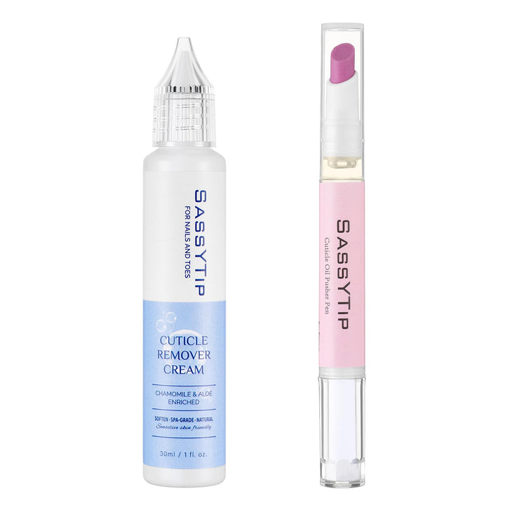 SASSYTIP front packaging showing complete cuticle care kit benefits